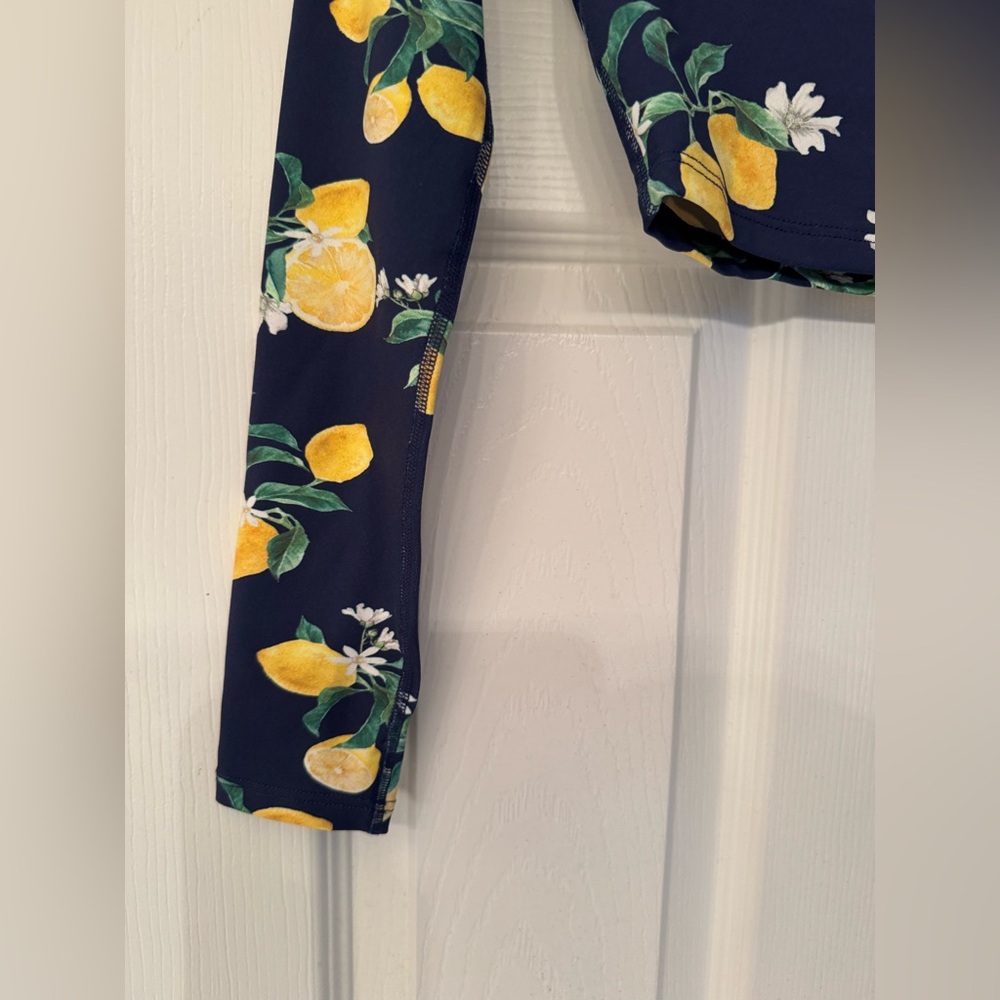 Wet Swimwear Sardinia Bri Navy Blue Lemons Print Long Sleeve Crop Top Size XS - Picture 8 of 12